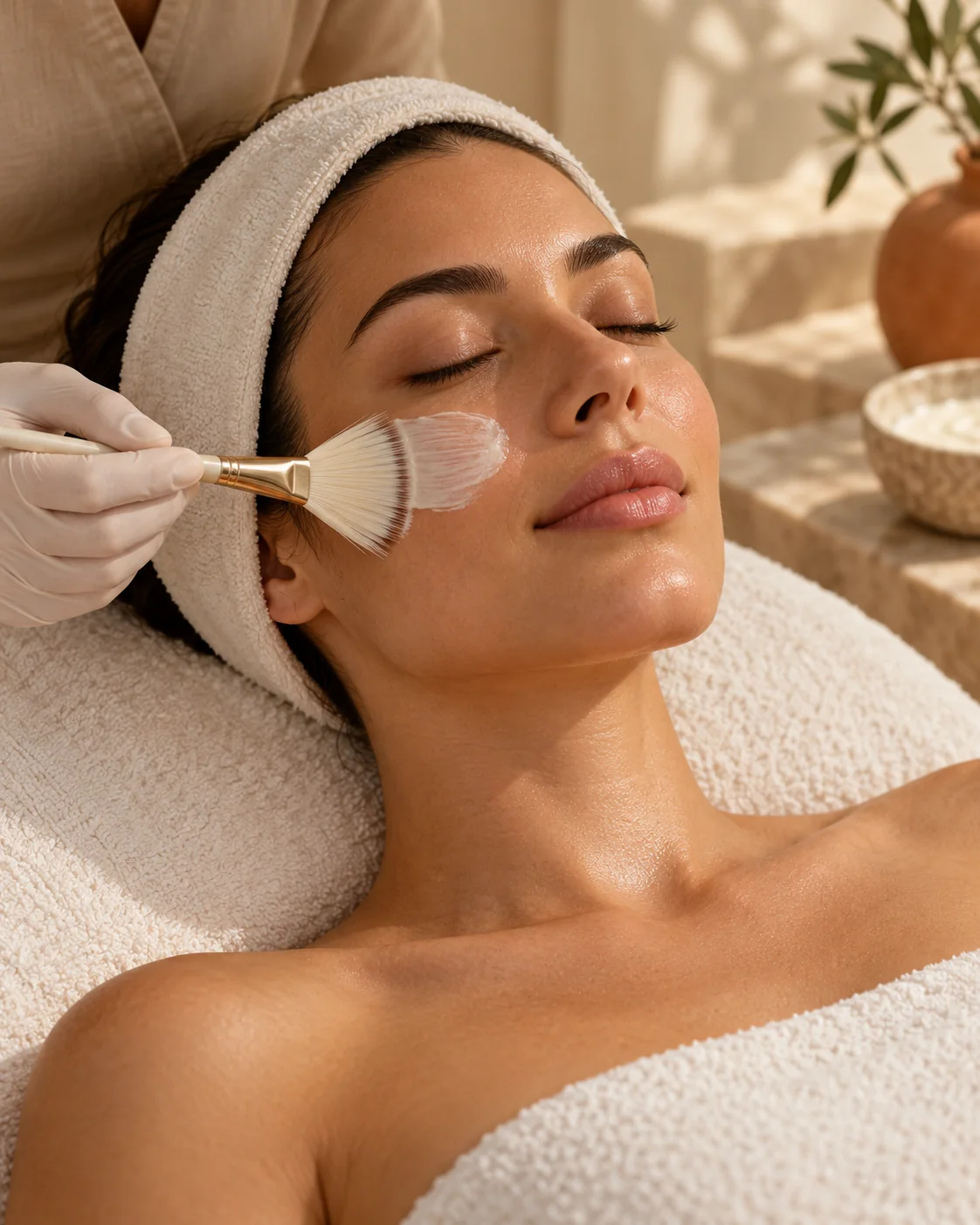 Imagem ilustrativa de um cuidado facial com aplicação de creme
